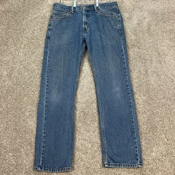 Levis 505 Straight Fit Jeans Mens 33x32 Medium Wash 5 Pocket Denim‎ Twill EUC
