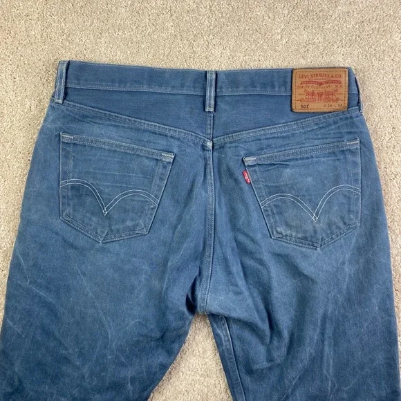 Levis 501 Original Straight Fit Blue Jeans Mens 36x34 Button Fly Denim Pants