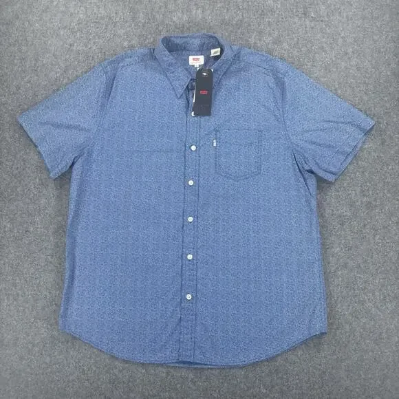 Levi's Mens XL Short Sleeve Button Down Shirt Blue Floral NWT 21977-0076