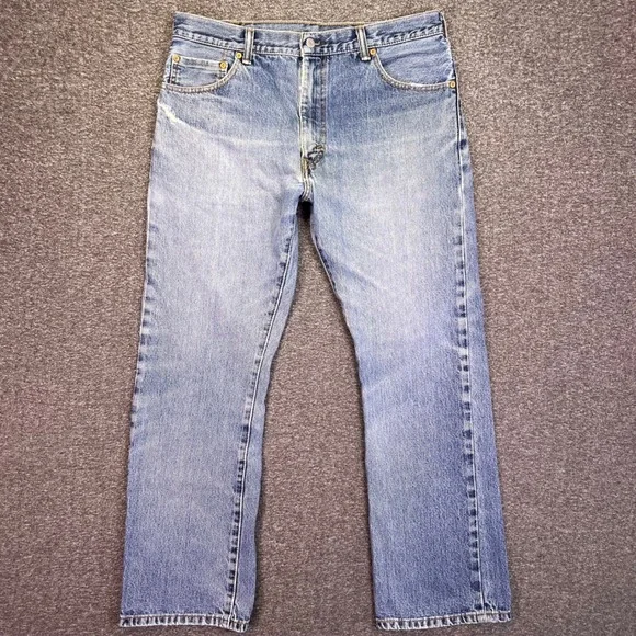 Levis 517 Jeans Mens 34x30 Light Wash Bootcut Western Distressed Denim Cowboy