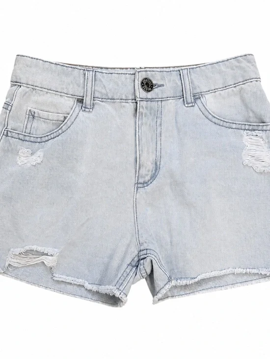 Justice Light Wash Distressed Denim Shorts Girls Size 10