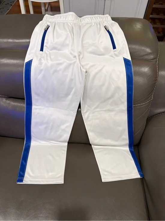Ralph Lauren White Track Pants with Blue Zip Trim