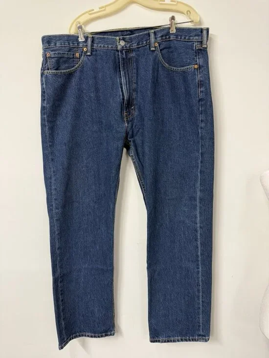 Levi's 505 Jeans Mens 42x30 Blue Dark Wash Straight Denim Classic‎ Zip Fly