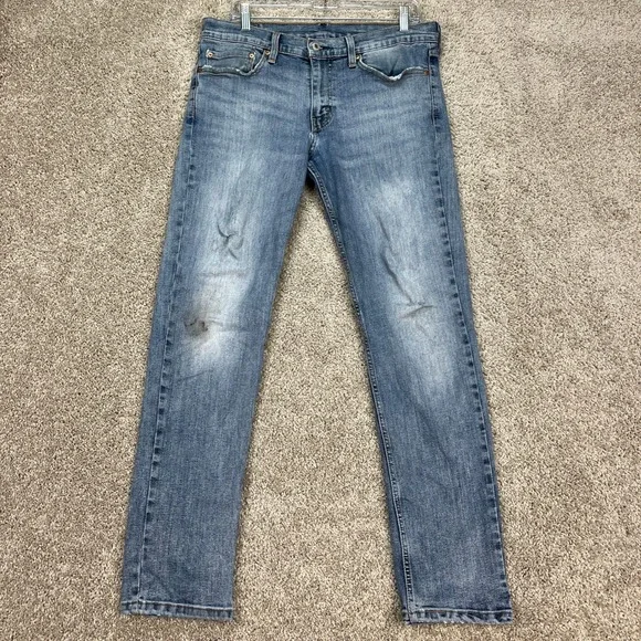 Levi's 501 Original Fit Jeans Men 32x32 Light Wash Straight Leg Denim Distressed