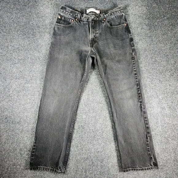 Levi's 505 Regular Fit Jeans Mens 32x30 Fit 31x28 Faded Black Straight Leg Y2K