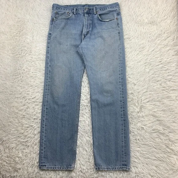 Levis Jeans Mens‎ 36x31 Blue Pants 505 Straight Faded Grunge Work Wear Tag 36x32