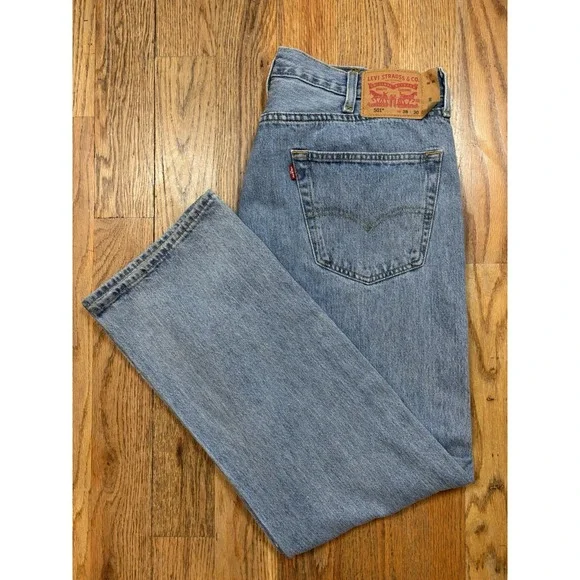 Levis 501 Jeans Men 38x30 Light‎ Blue Wash Denim Button Fly