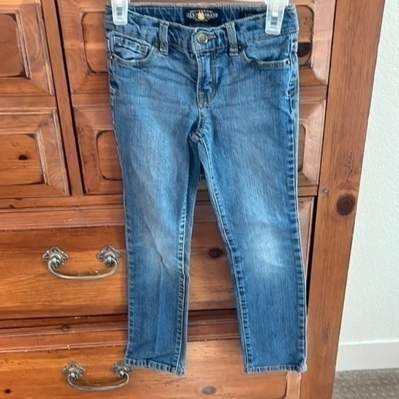 Lucky Brand Girl’s blue jeans with pockets and elastic waistband size 6X EUC