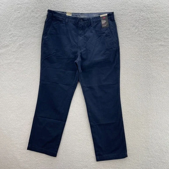 Levis Pants Mens 38x32 Navy Blue XX Chino Authentic Straight Big E Preppy Casual