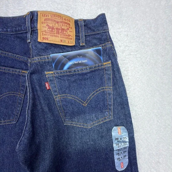 Levis 505 Regular Fit Straight Leg Jeans Mens 28x30 Blue NWT NOS Vintage Y2k 90s