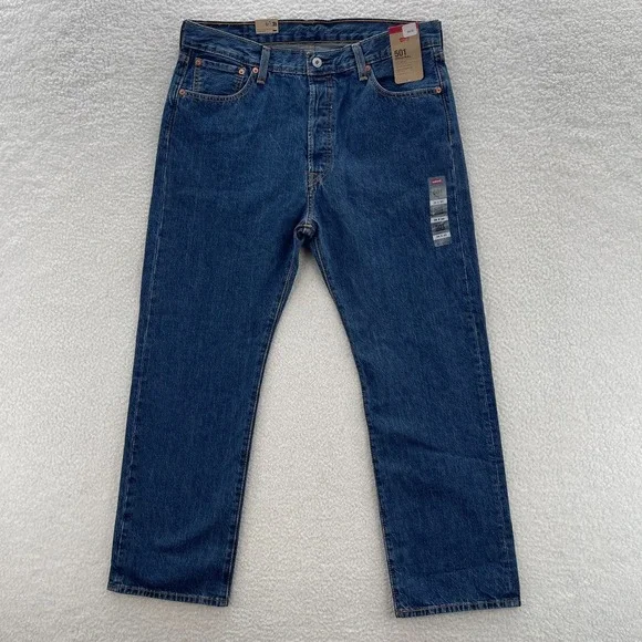 Levis 501 Jeans Mens 36x30 Blue Original Button Fly Medium Wash Denim Grunge 90s