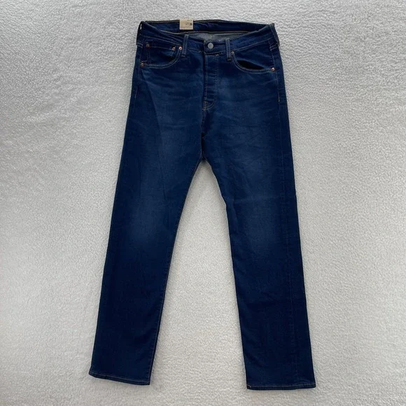 Levis 501 Jeans Mens 33x32 Blue Original Button Fly Stretch Denim Grunge Cowboy