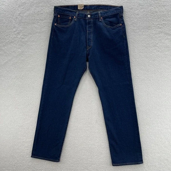 Levis 501 Jeans Mens 38x32 Blue Original Fit Straight Dark Wash Denim Cowboy 90s