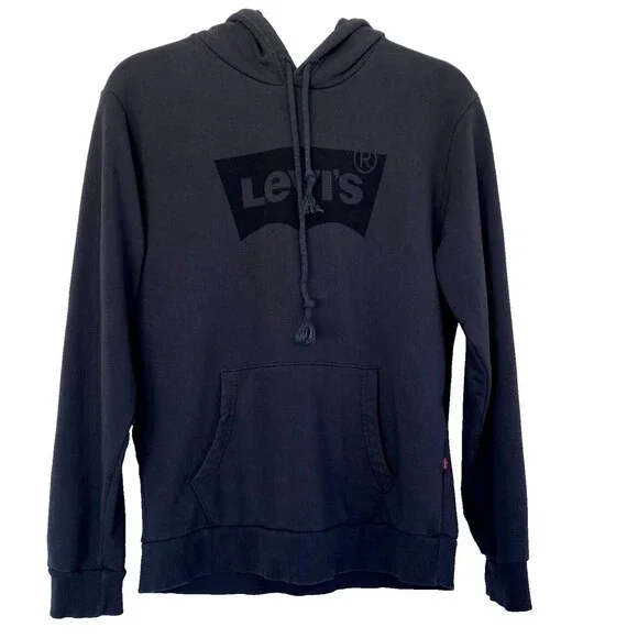 Levis Mens Batwing Logo Pullover Hoodie Charcoal Gray Sweatshirt Size M‎