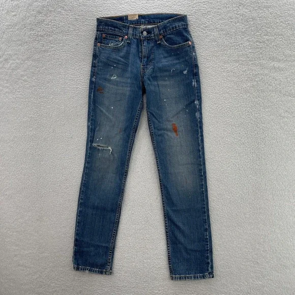 Levis 511 Jeans Mens 28x32 Blue Slim Fit Paint Splatter Denim Grunge Skater 90s