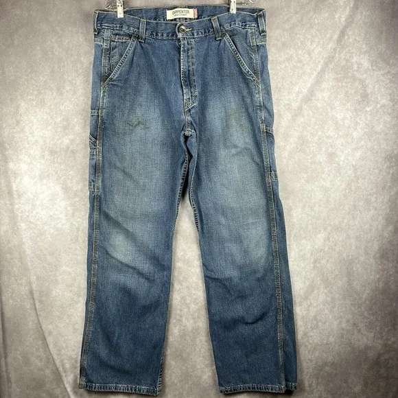 Vtg LEVI'S Carpenter Loose Straight Jeans Mens 38x32 Baggy Work Dark Wash Denim‎