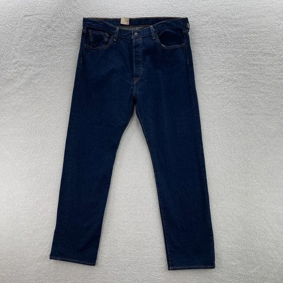 Levi's Jeans Men's 36x34 Blue 501 Original Straight Button Fly Dark Denim Grunge