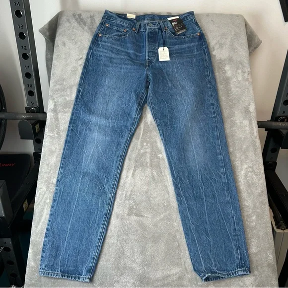 Levi's Premium Women 501 '81 Tapered Leg High‎ Rise Button Fly Jeans  Blue  NWT