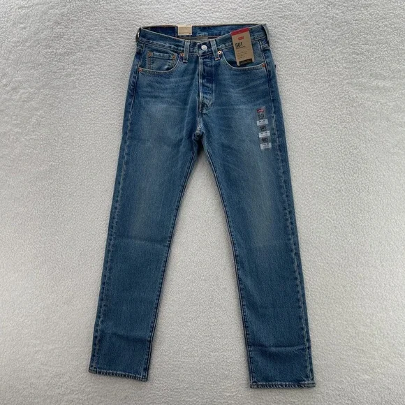Levis 501 Jeans Mens 28x30 Blue Original Button Fly Medium Wash Denim Grunge 90s