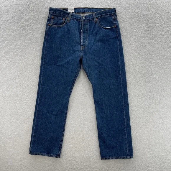 Levis 501 Jeans Mens 36x30 Blue Original Fit Straight Medium Wash Denim Casual