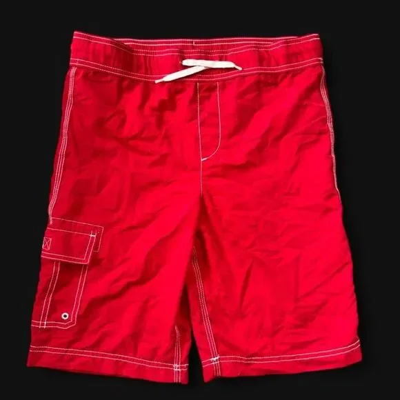 Lands' End Kids Retro-like Red Swim Trunks