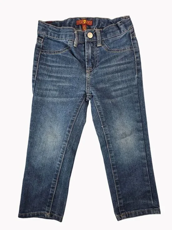7 For All Mankind Toddler Girls Blue Denim Jeans Size 2T Made In China