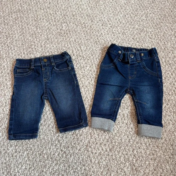 Cat & Jack Baby Boy Jeans Bundle Dark Wash Denim‎ Size 0-3 Months