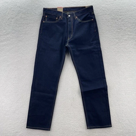 Levis  505 Jeans Mens 36x32 Blue Regular Straight Dark Wash Denim Cowboy NEW