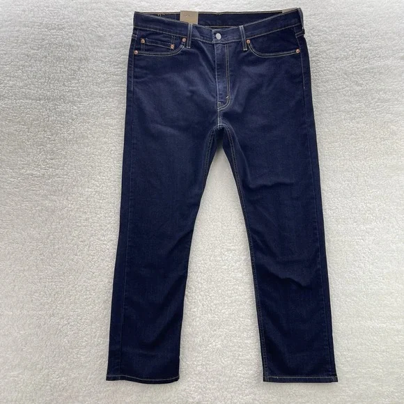 Levis Jeans Mens 36x30 Blue 513 Slim Straight Dark Wash Denim Grunge Preppy NEW