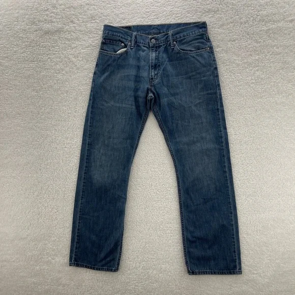 Levis Jeans Mens 34x32 Blue 514 Straight Fit medium Wash Denim Cowboy Work
