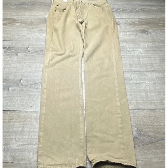 Levi's Pants 501 Mens 32x34 Tan Khaki Cotton Twill Button Fly Straight Leg Jeans