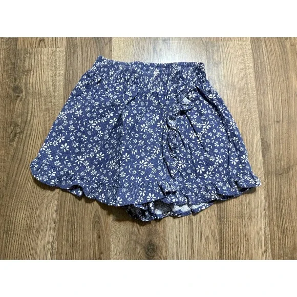 Jessica Simpson Floral Shorts Girls Size M (8) Blue Kids Ruffle Cotton Excellent