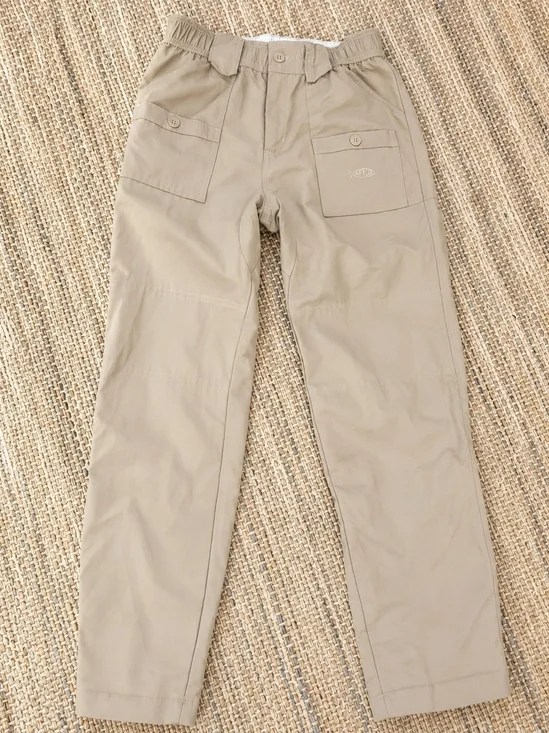 Aftco Boys Khaki Utility Pants - Casual Straight Leg Fishing Sz W26 10-12