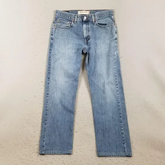 Levis 505 Jeans Mens 32x30 Blue Light Wash Straight‎ 100% Cotton Denim Pants