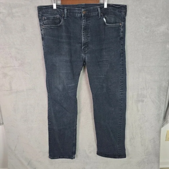 Levis 505 Regular Fit‎ Straight Leg Jeans Mens 42x32 Dark Wash Blue Denim Pants