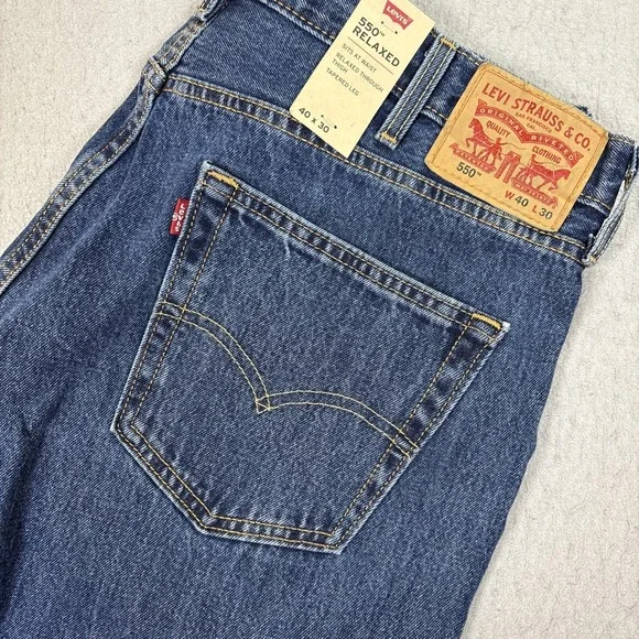 Levi's 550 Relaxed Fit Blue 100% Cotton Denim Jeans Men's 40X30 NWT