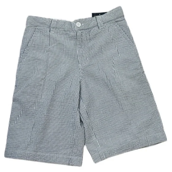 NWT Garb Shorts Adjustable waist Seersucker Blue/White Pinstripes Boys  9/10