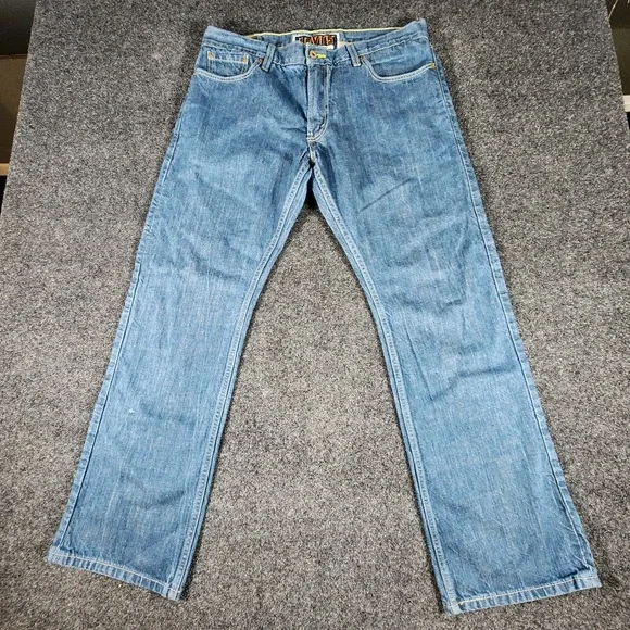 Levi's 514 Slim Straight Jeans Men's Size 36x30 Blue Wash Rare‎ Yellow Stitching