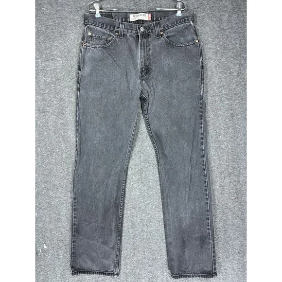 Vintage Y2K Levis 505 Jeans Mens 34x34‎ Black Straight Faded distressed