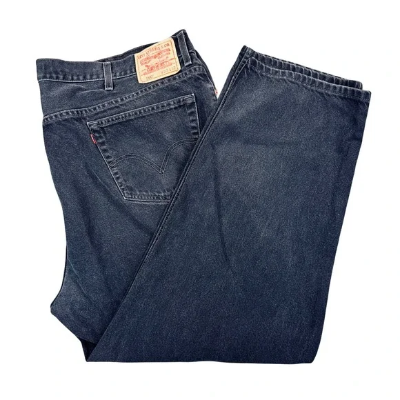 Levis 560 Comfort Fit Denim Jeans Mens 50x32 Faded Black Y2K Vintage Baggy Relax