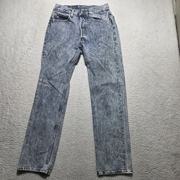 Vintage 80s Levi's 501xx Jeans 28x31 Made in USA Blue Button Fly ACID Rare Faded