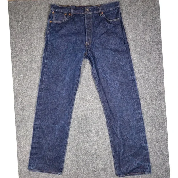 Levi's‎ 501 Original Fit Jeans Mens 38x36 Blue Dark Wash Button Fly Denim 117-1