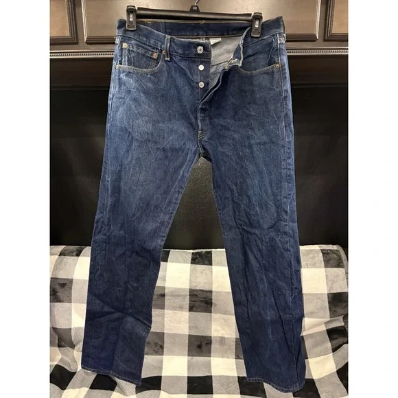 Levi's 501 Original Fit Jeans Men's 36x34 Button Fly Dark Wash Made In Mexico'07