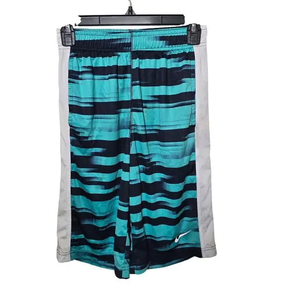 Nike Dri Fit Boys Long Shorts Navy Green Size Large Waist 23