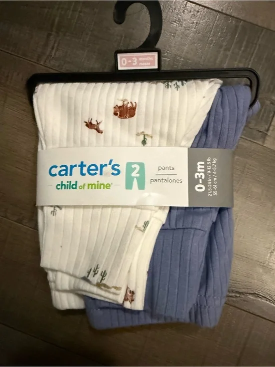 Carter's Ribbed Baby Pants with Desert Horse Print + Dusty Blue Pant