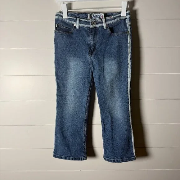 Plugg Jeans Medium Wash with Bleached Accents Sz 14 Cotton/Poly/Spandex Blend