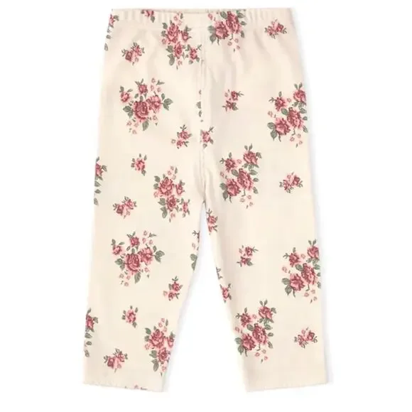 New baby girl flowered pull on pants 3-6 months
