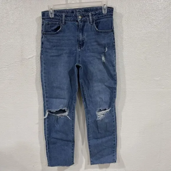 Art Class Girls' 16 High-Rise Distressed Ripped Straight Leg Denim Jeans Target