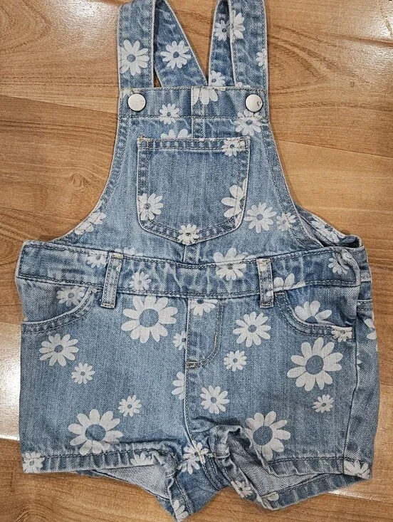 The Children's Place Light Blue Daisy Denim Shortalls