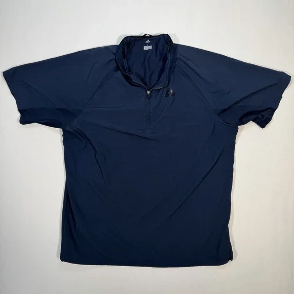 Adidas Mens Large Blue 1/4 Zip Short Sleeve Pullover Golf Athletic Shirt L